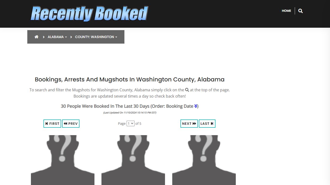 Bookings, Arrests and Mugshots in Washington County, Alabama