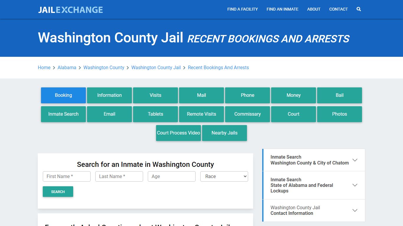 Washington County Jail AL Recent Arrests and Bookings